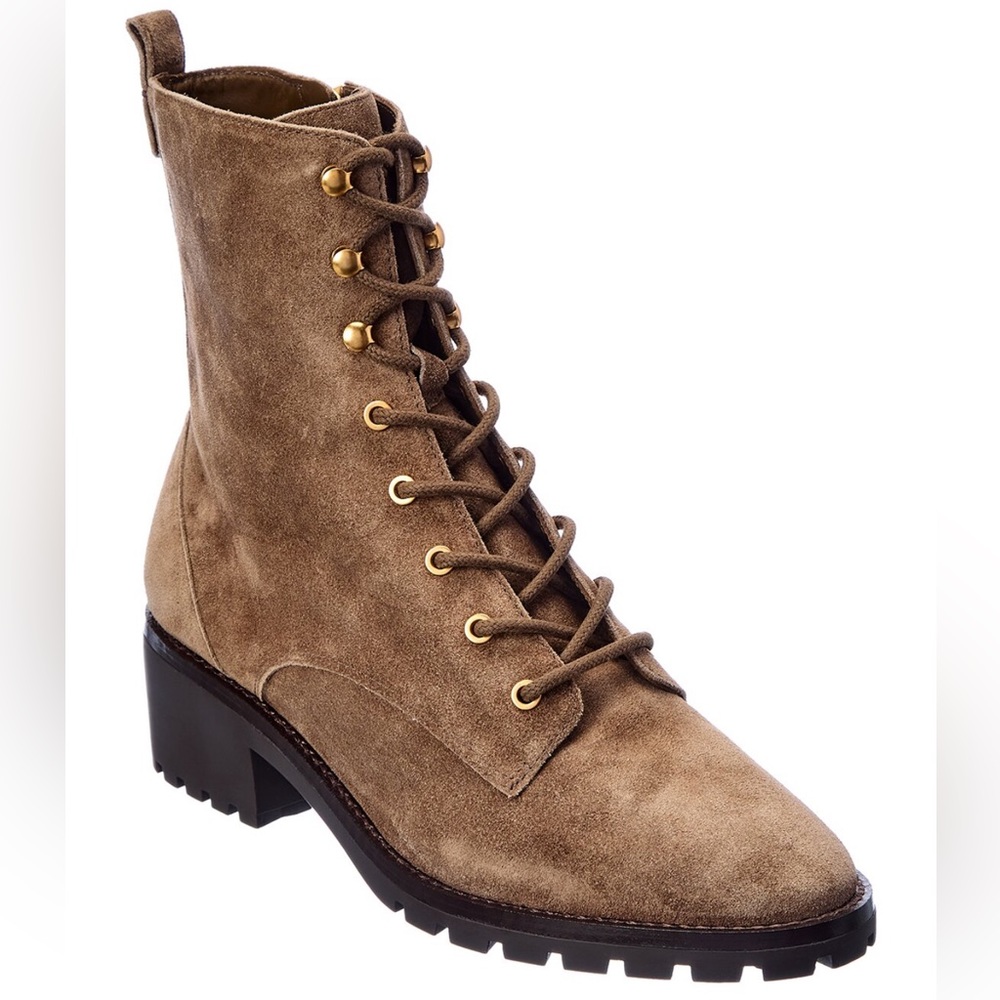 Tory Burch Suede Lug Sole Combat Boots
